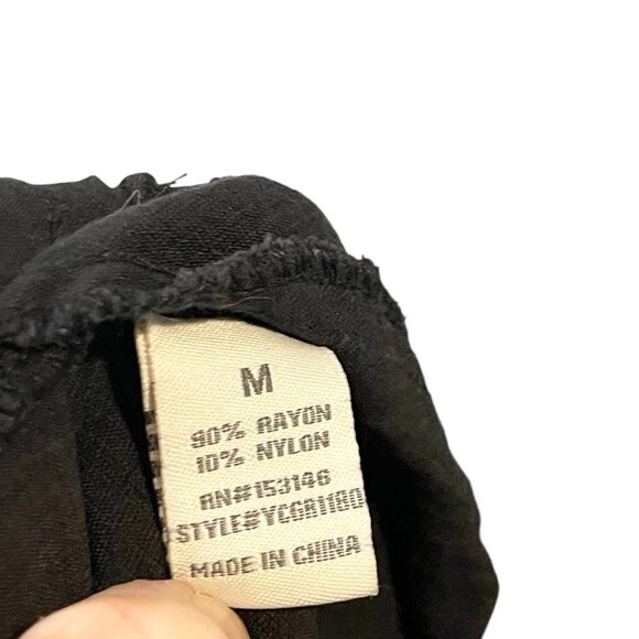 Good Luck Gem Black Deep V Neck Wide Leg Jumpsuit Crop Pockets Lagenlook M - Picture 5 of 5